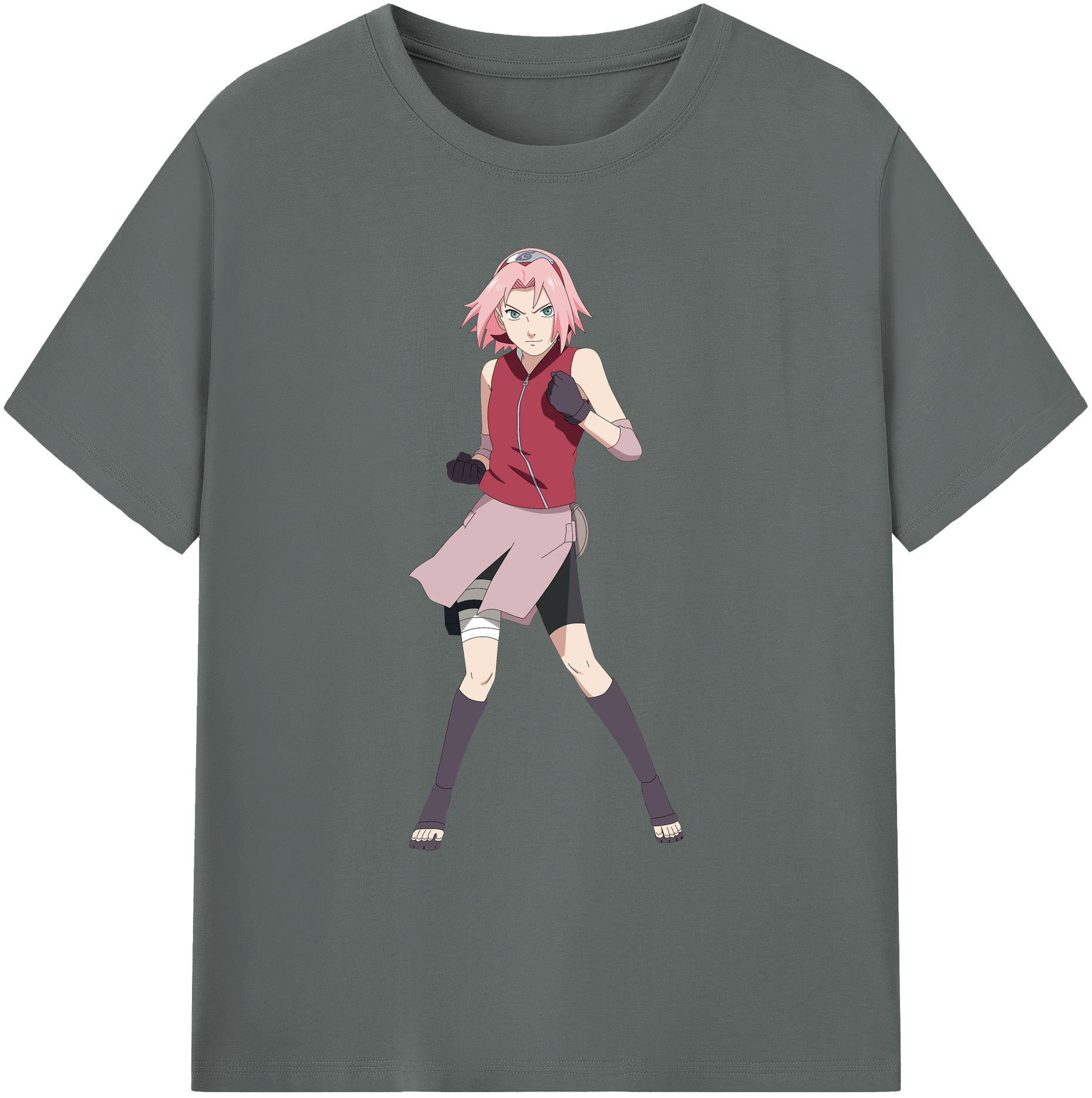 （画像用） NARUTO -ナルト- 春野サクラ Haruno Sakura 綿100％ メンズ半袖Tシャツ｜肌触りやわらか＆通気性